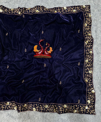 Wedding Wear Designer Viscose Velvet Saree