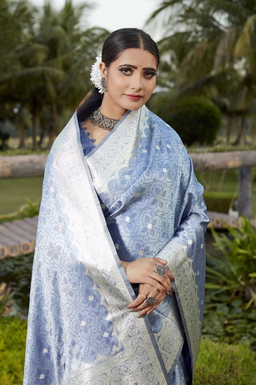 Blue Wedding Wear Kanjivaram Satin Silk Saree