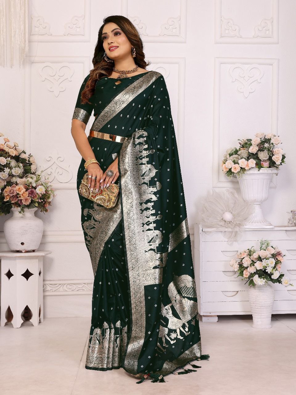 Green Wedding Wear Kochi Silk Saree