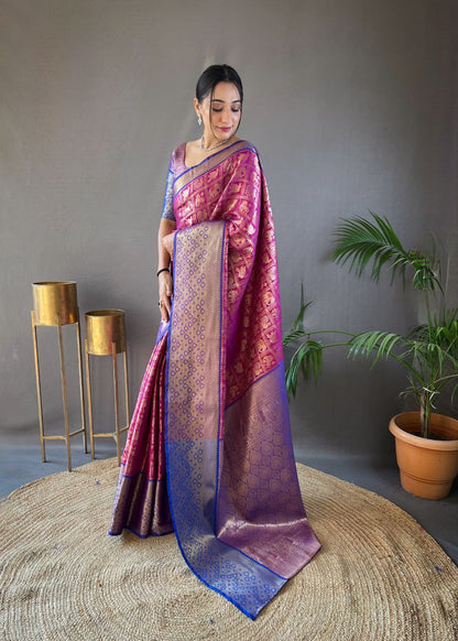 Magenta Wedding Wear Pattu Silk Saree