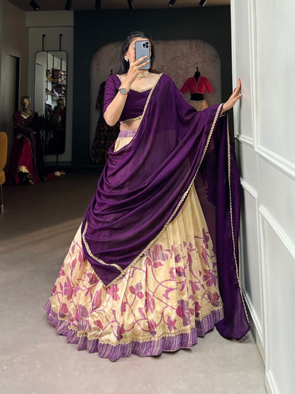 Purple Wedding Wear Silk Lehenga