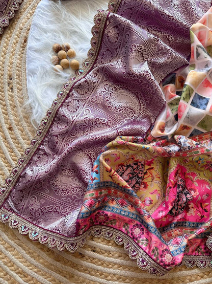 Wedding Wear Tussar Dola Satin Silk Saree