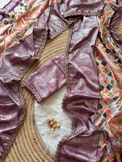 Wedding Wear Tussar Dola Satin Silk Saree