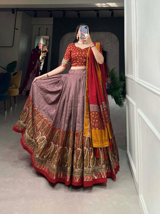 Wedding Wear Tussar Silk Lehenga