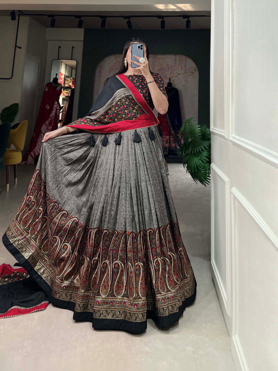 Wedding Wear Tussar Silk Lehenga