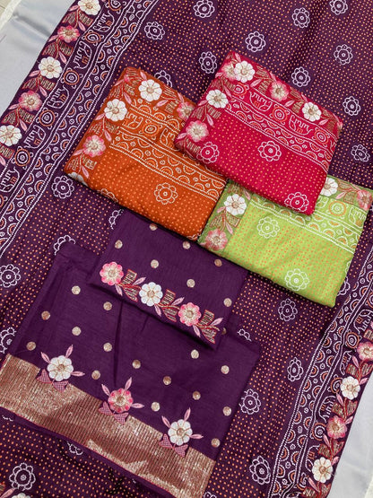 Wedding Wear vichitra Saree in Purple