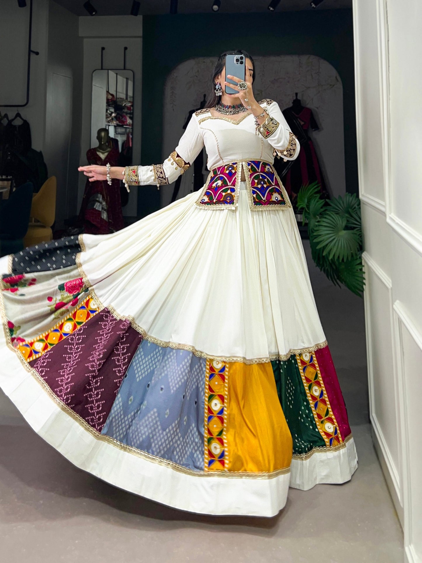 White Designer Navaratri Wear Lehenga Choli
