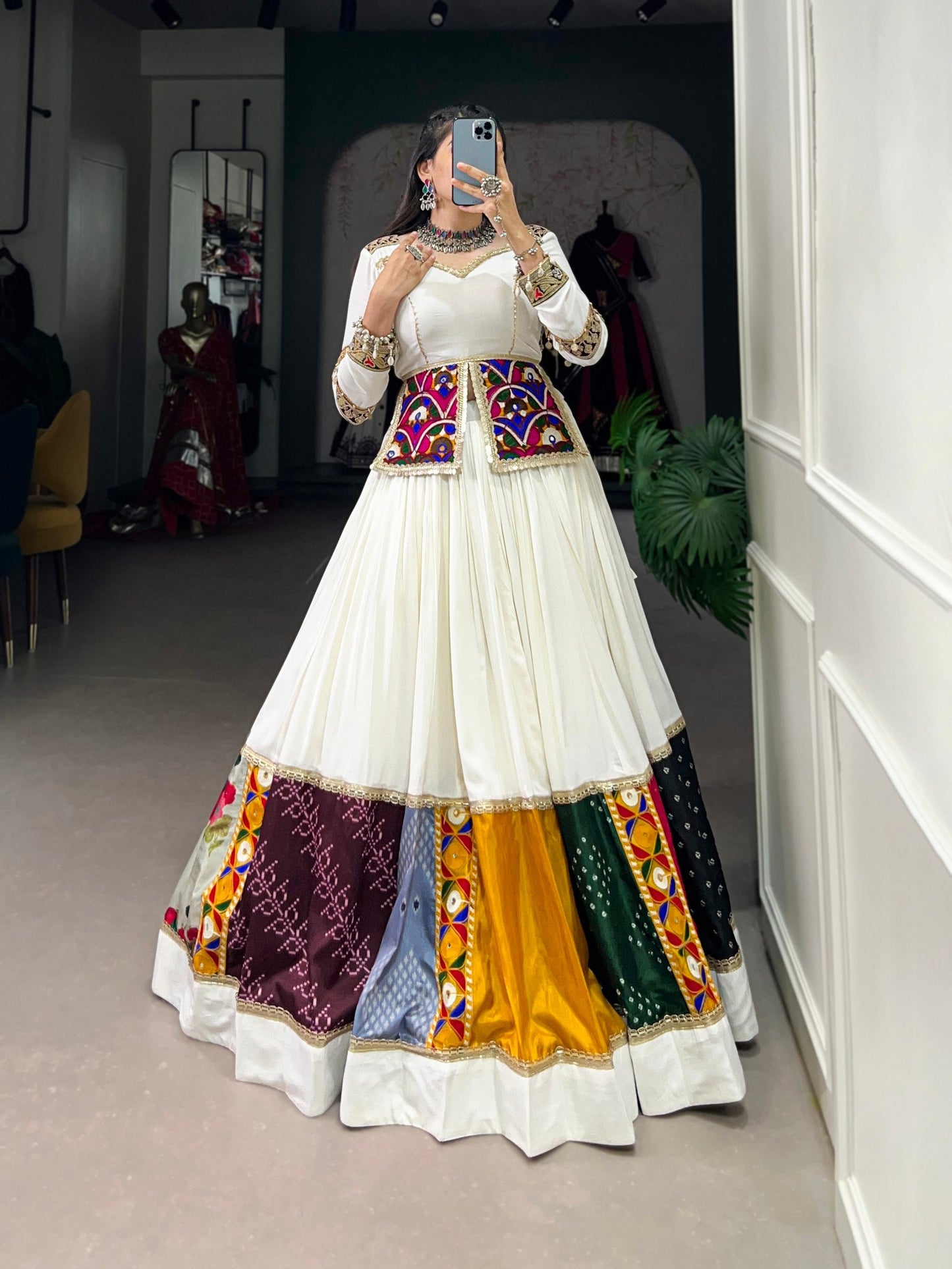 White Designer Navaratri Wear Lehenga Choli