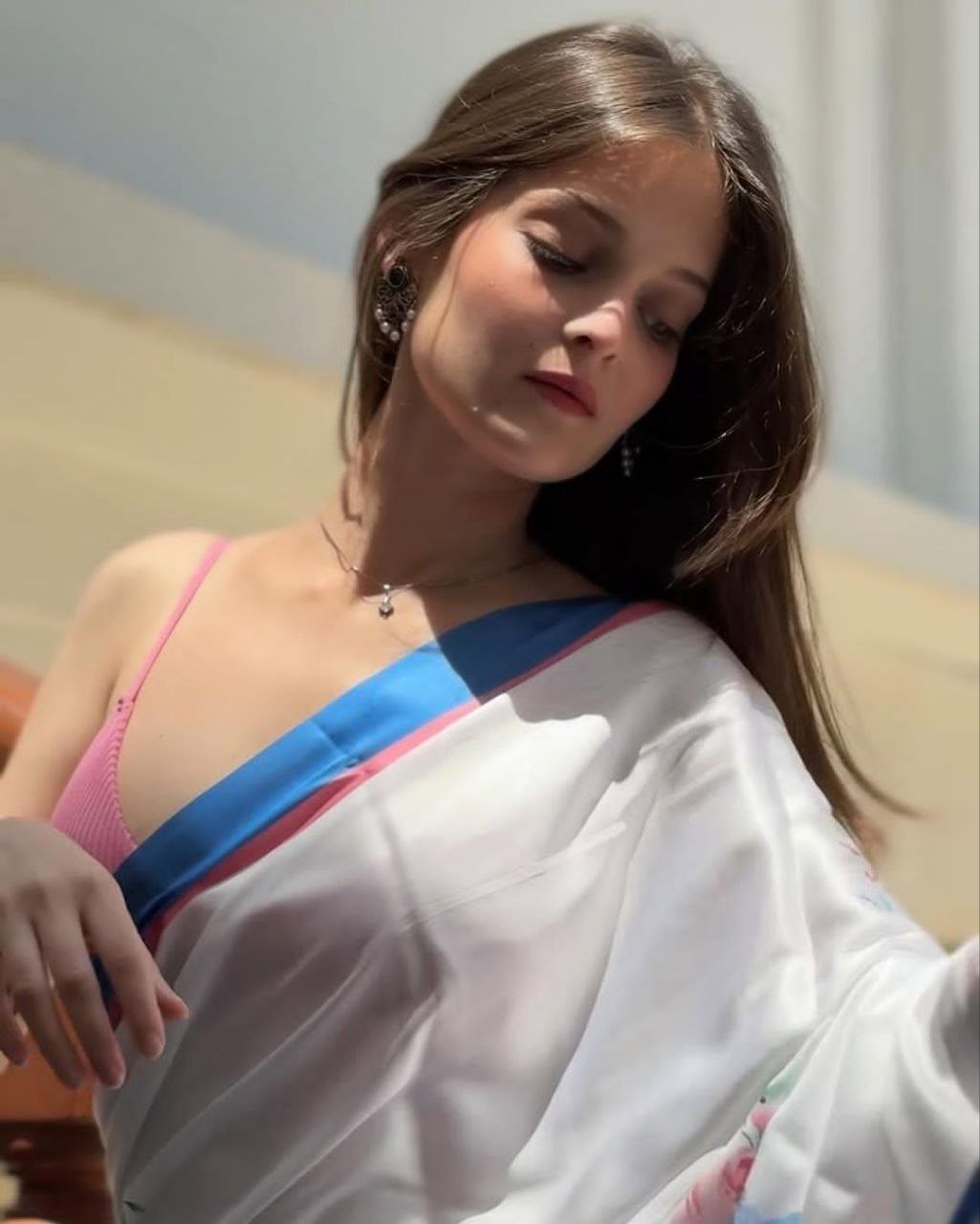 White Fancy Designer Japan Satin Silk Saree