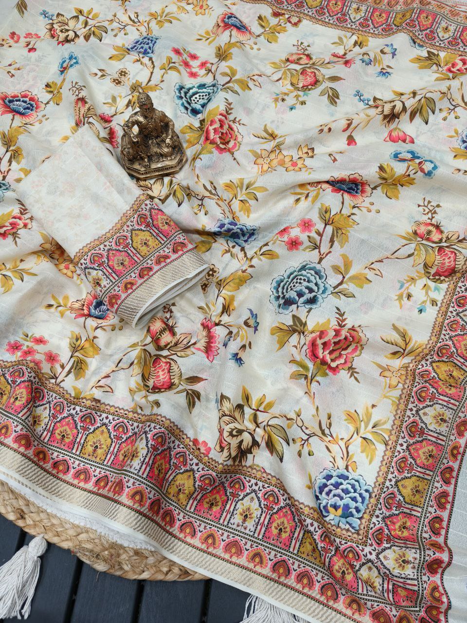 White Mash Mellow Georgette Saree