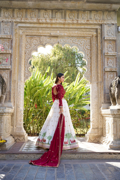 White Wedding Wear Georgette Lehenga