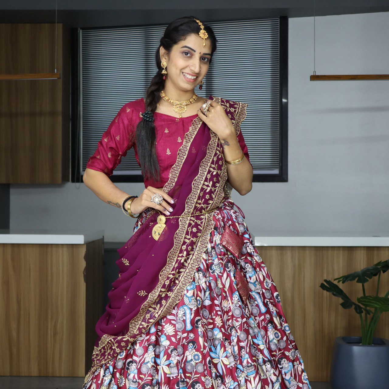 Wine Designer Georgette Lehenga Choli