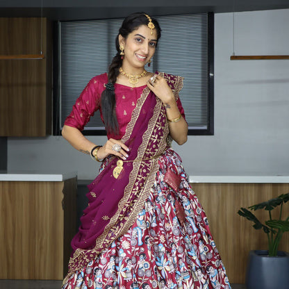 Wine Designer Georgette Lehenga Choli