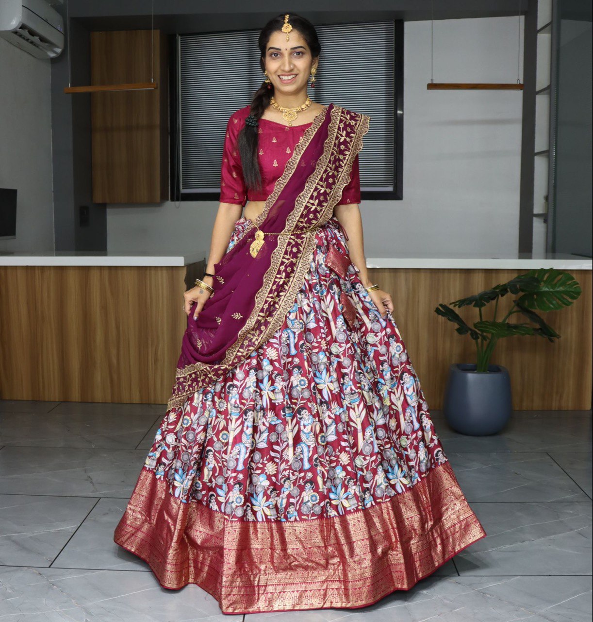 Wine Designer Georgette Lehenga Choli