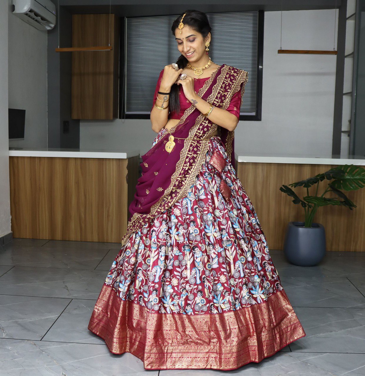 Wine Designer Georgette Lehenga Choli