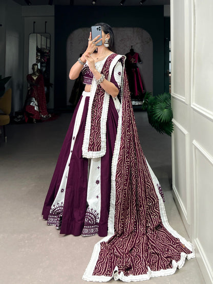 Wine Designer Navaratri Wear Lehenga Choli