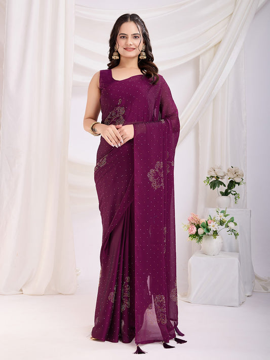 Wine Ready To Wear Rangoli Silk Saree