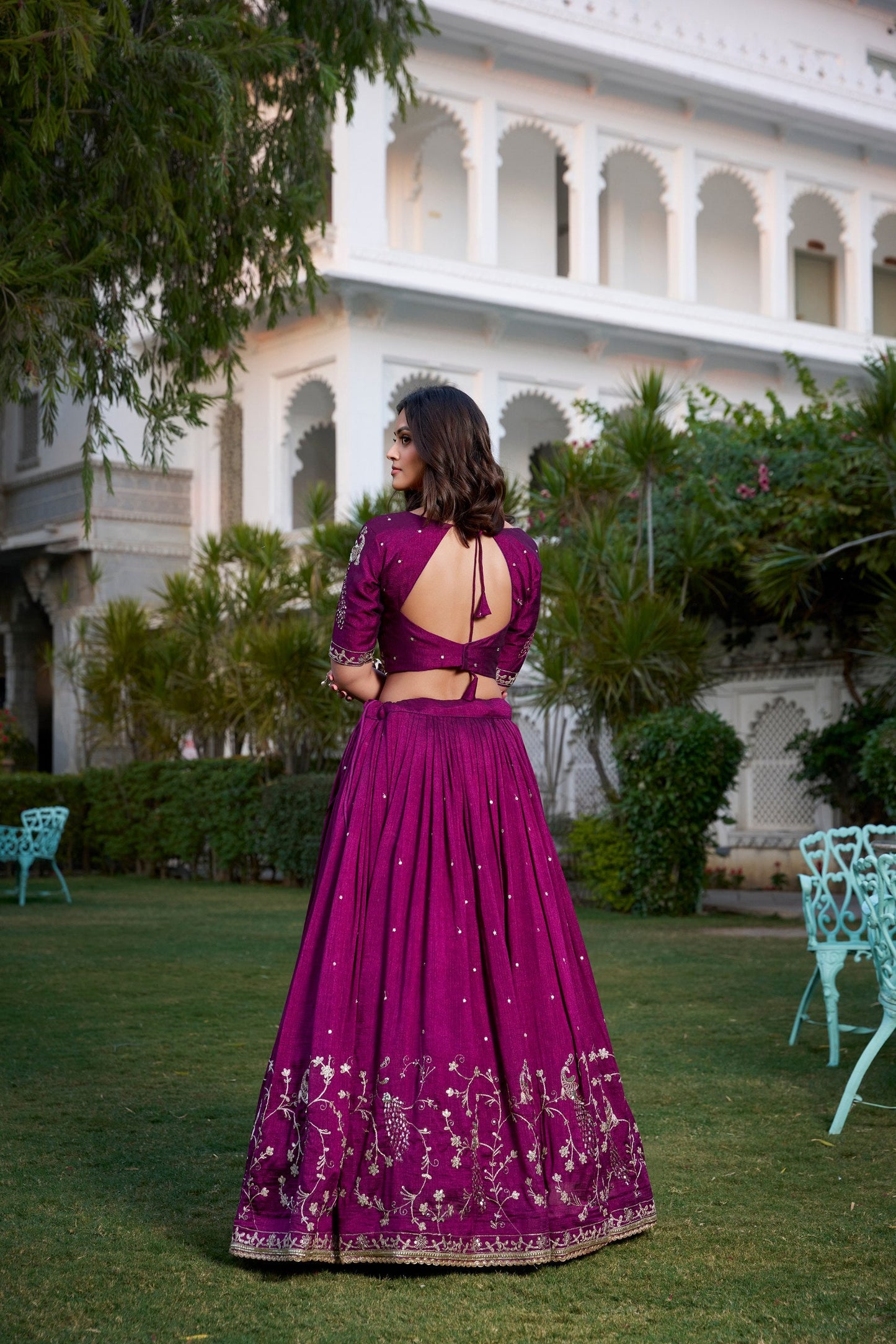 Wine Vichitra Silk Lehenga For Wedding