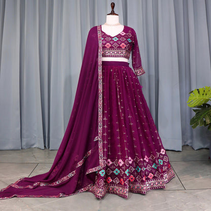 Wine Wedding Wear Designer Lehenga