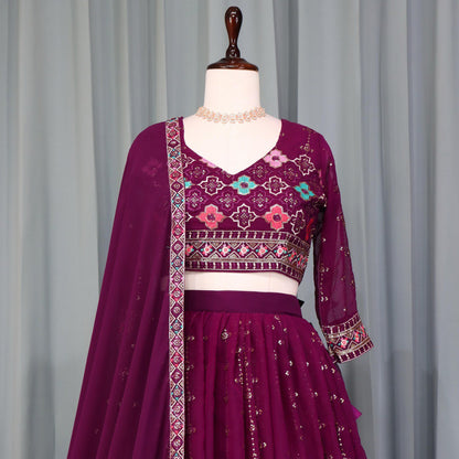 Wine Wedding Wear Designer Lehenga