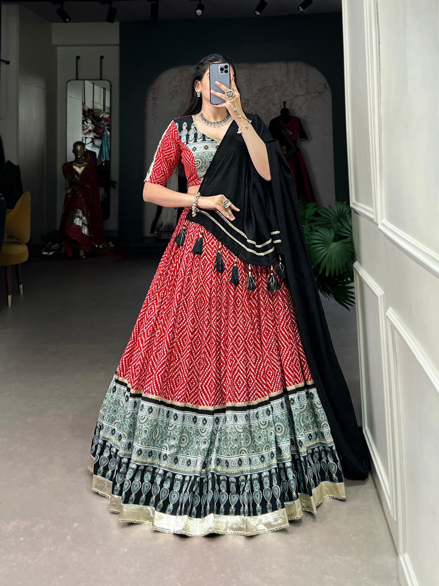 Red Designer Navaratri Wear Lehenga Choli