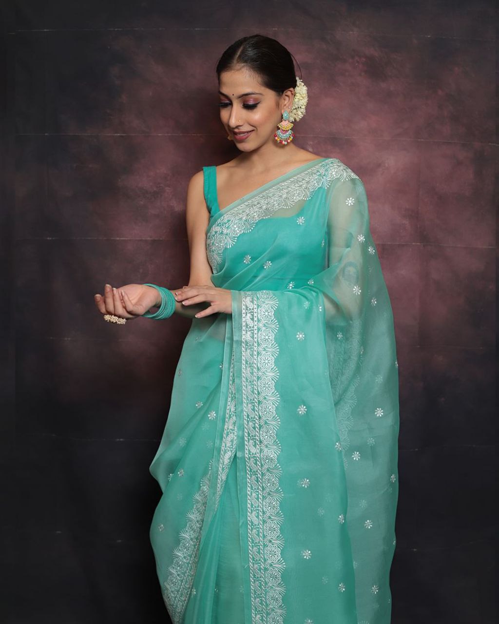 Sky Designer Organza Saree