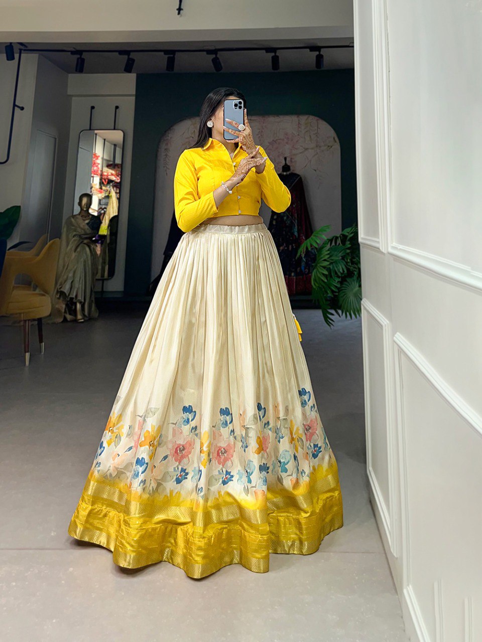 Yellow Floral Co-ord Set Lehenga