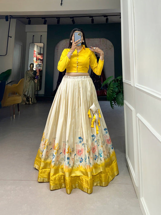 Yellow Floral Co-ord Set Lehenga