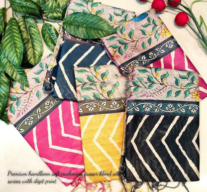 Leheriya Printed Tussar Silk Saree