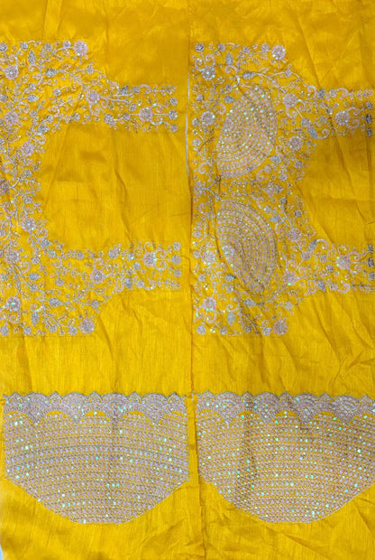 Yellow Party Wear Tabby Silk Saree