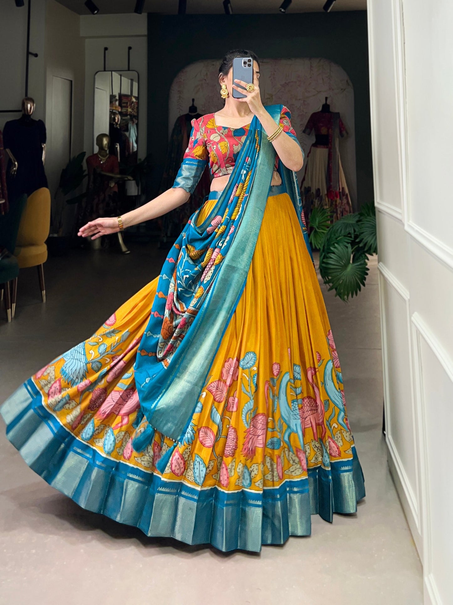 Yellow Traditional Dola Silk Lehenga Choli