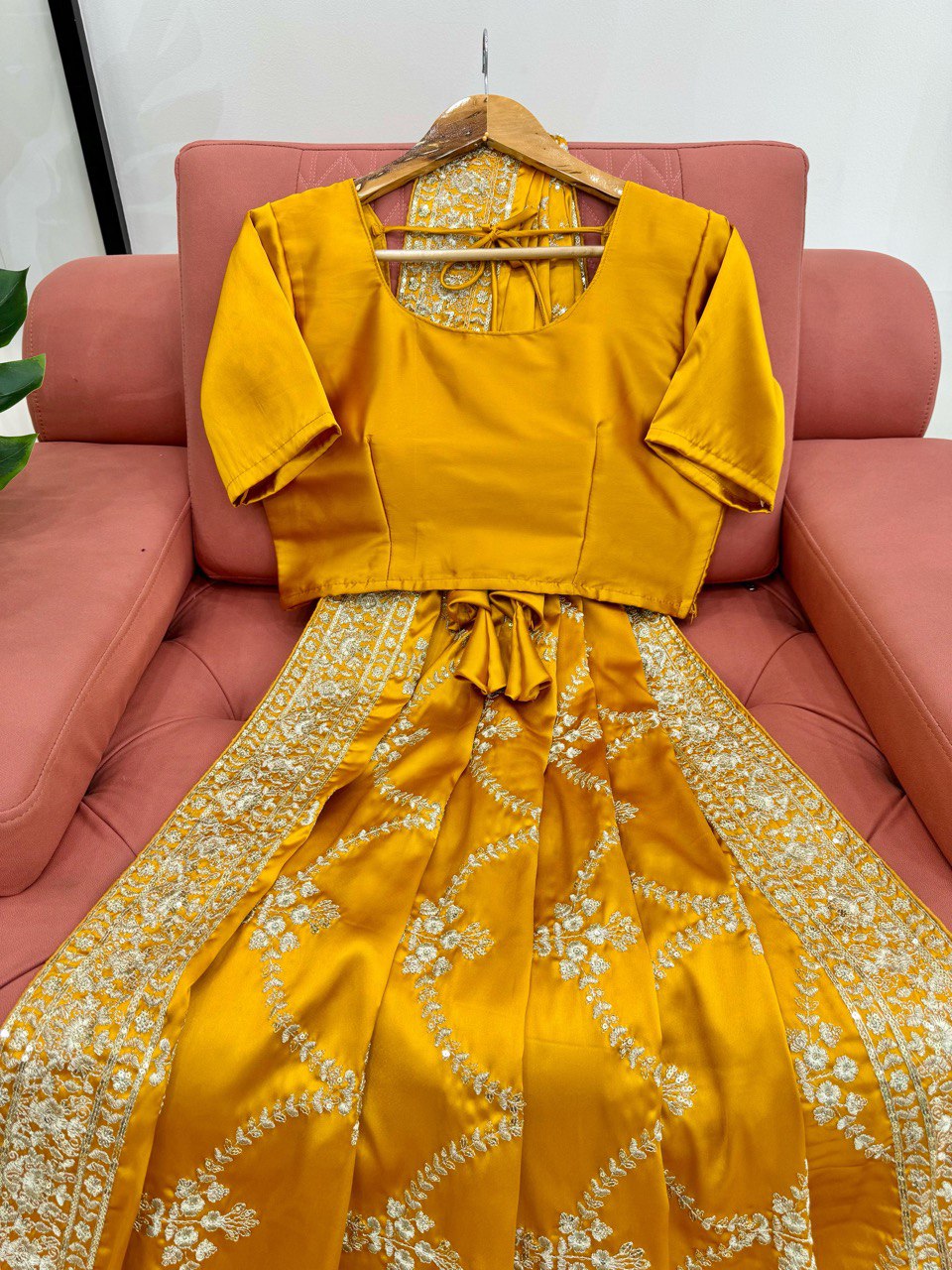 Yellow Wedding Wear Japan Satin Silk Saree