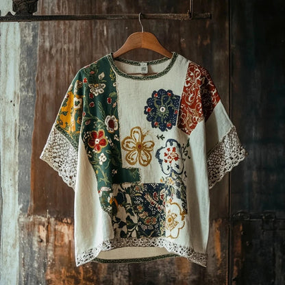 SweetChair Vintage Ethnic Floral Linen Men's T-shirt