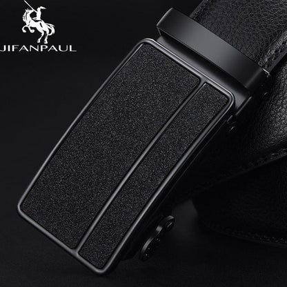 men's leather genuine belt black