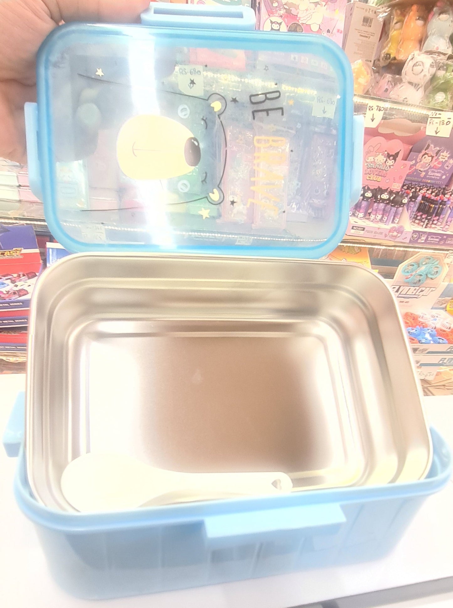 Lunch box inside metel body with spoon high quality 👌